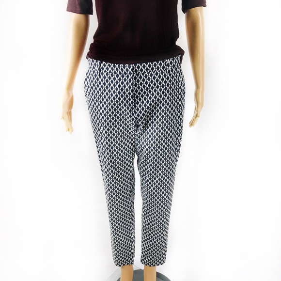 H&M Blue and White Diamond Pattern Pants -Size 10 - Picture 1 of 8